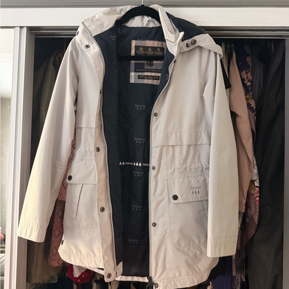 Barbour women’s  Light Blue Hooded Raincoat